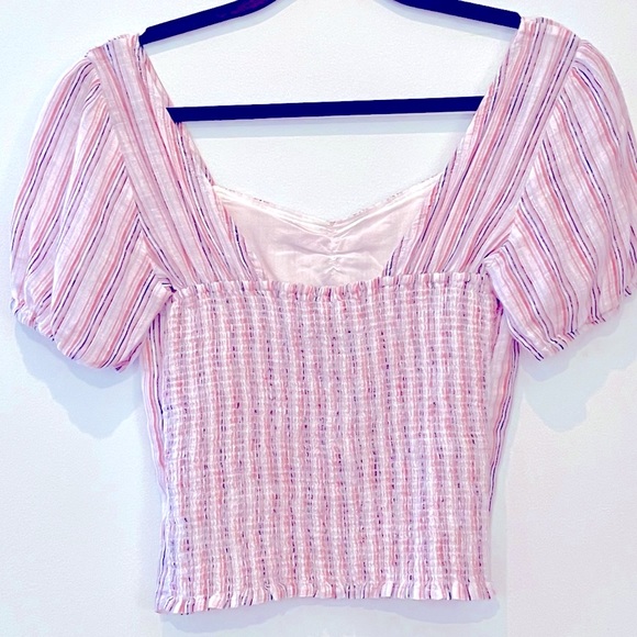 NWT Sanctuary Smocked Linen Top Poofy Sleeves XS - Picture 6 of 10